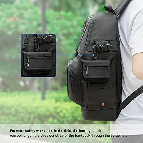 JJC 18650 20700 or 21700 Battery Pouch Holder Storage Case with Carabiner | Water-Resistant Polyester, 4 Pack, Belt & Carabiner Mount thumbnail 5