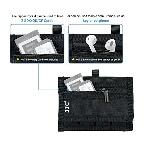 JJC 18650 20700 or 21700 Battery Pouch Holder Storage Case with Carabiner | Water-Resistant Polyester, 4 Pack, Belt & Carabiner Mount thumbnail 2