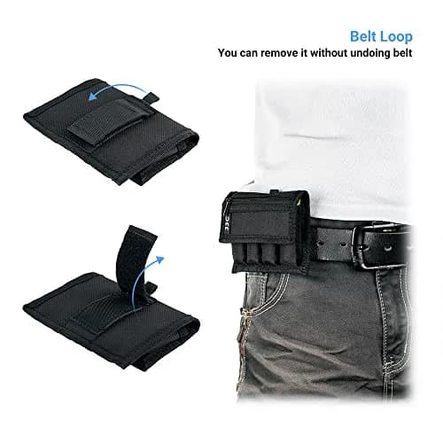 JJC 18650 20700 or 21700 Battery Pouch Holder Storage Case with Carabiner | Water-Resistant Polyester, 4 Pack, Belt & Carabiner Mount thumbnail 3
