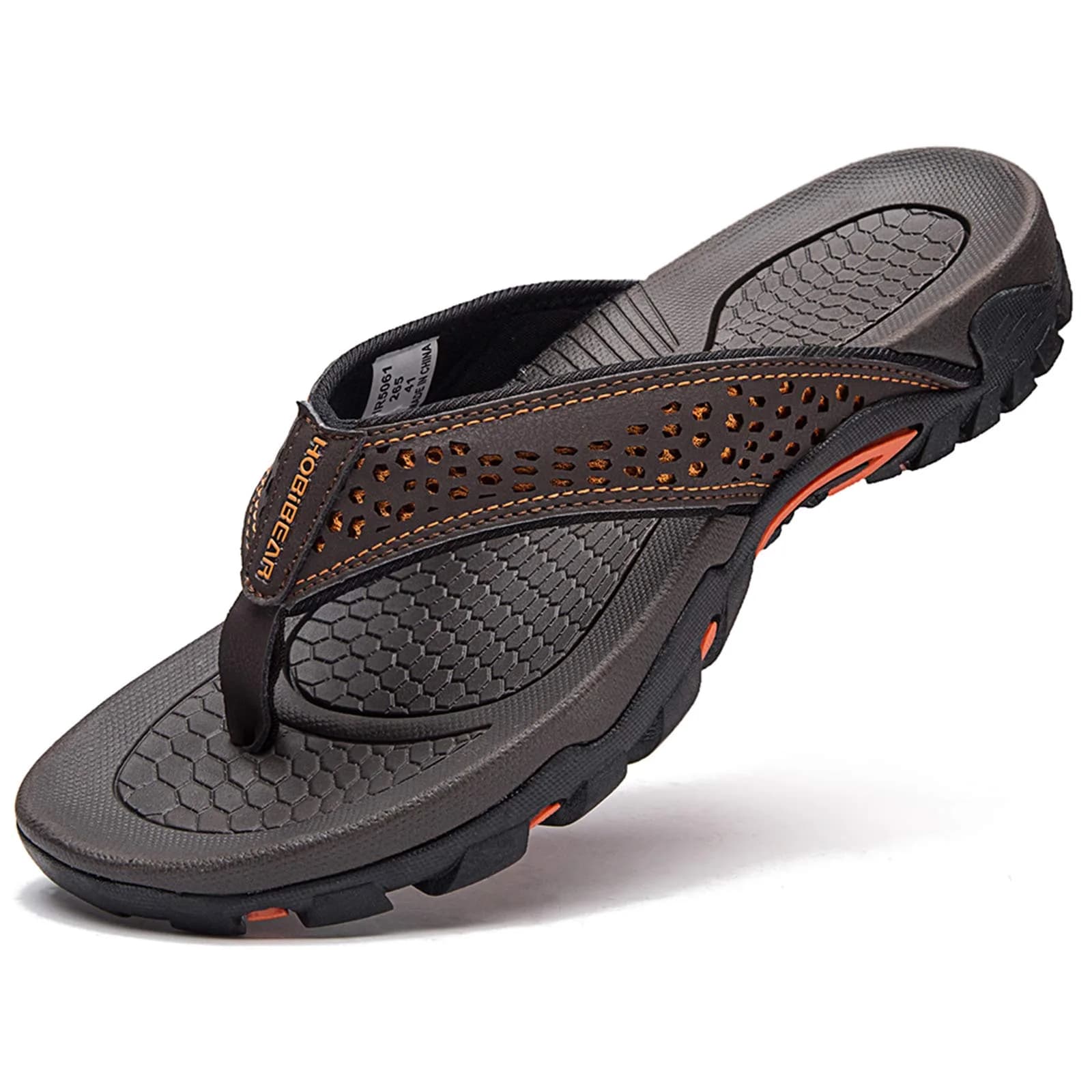 GUBARUN Flip Flops for Men Thong Sandals Lightweight Shoes for Outdoor and Indoor (Brown 16) | Comfortable & Durable — Brown/Orange
