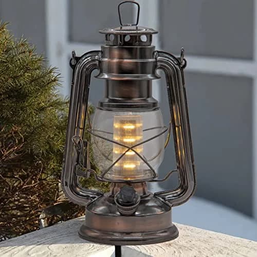 YAKii LED Vintage Lantern Metal Hanging Hurricane 34.29cm (13.5") | Dimmable Warm White Light for Power Outages & Camping thumbnail 9