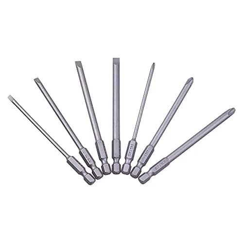 Rocaris 12 Pack 100mm (3.93") Hex Shank Magnetic Screwdriver Bits Set | S2 Steel, Slotted & Cross Head thumbnail 7