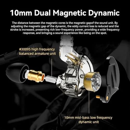 Kinboofi KZ ZSN PRO X Gaming Earbuds 1BA 1DD Dual Driver Type-C Cable thumbnail 4