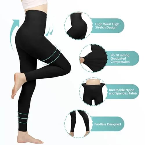 Laubawck Medical Compression Pantyhose for Women, 20-30 mmHg Graduated Support Tights (3X-Large, Black) | FDA Approved OTC OTC thumbnail 6