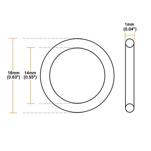 uxcell Red Silicone O-Ring 16mm OD x 14mm ID x 1mm Width | Pack of 30 VMQ Seal Rings thumbnail 2
