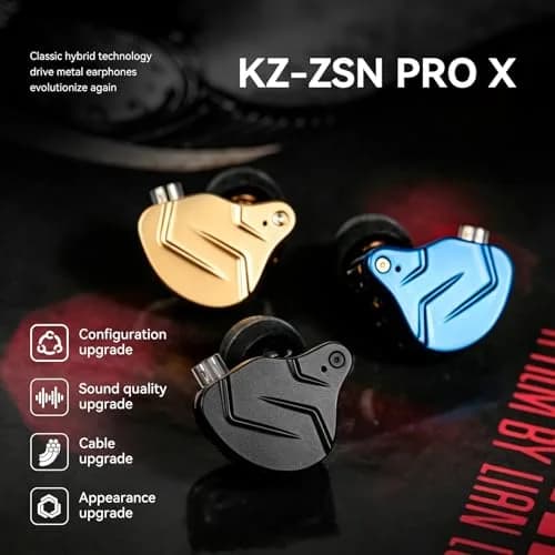 Kinboofi KZ ZSN PRO X Gaming Earbuds in Ear Headphone 1BA 1DD HiFi Bass Noise Cancelling Metal with Microphone thumbnail 2