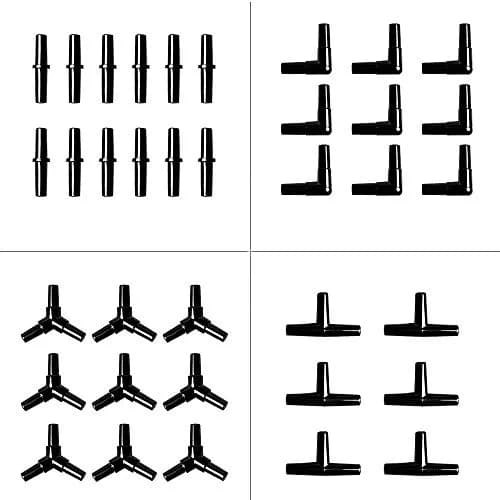 BornFeel Black Aquarium Airline Tubing Connectors 40pcs | 4 Types for Fish Tank Air Lines thumbnail 1
