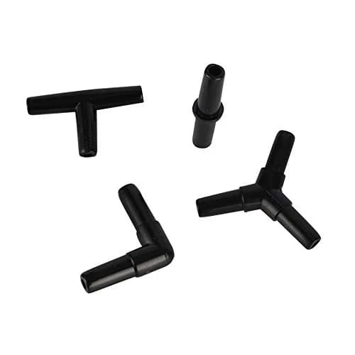 BornFeel Black Aquarium Airline Tubing Connectors 40pcs | 4 Types for Fish Tank Air Lines thumbnail 4