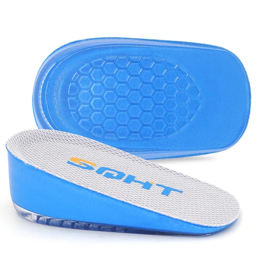 SQHT Heel Lift for Achilles Tendonitis, Heel Pain & Leg Discrepancy | 1.4" Height Boost for Men & Women — Blue&beige