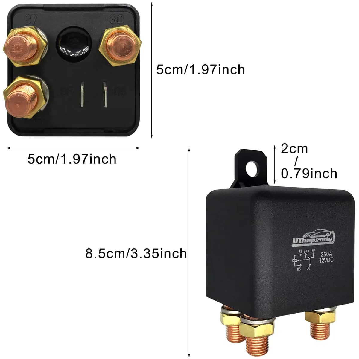 iRhapsody 250A Continuous Duty SPDT 5-Pin Relay 12VDC | High Power Split Charge Switch - view 4
