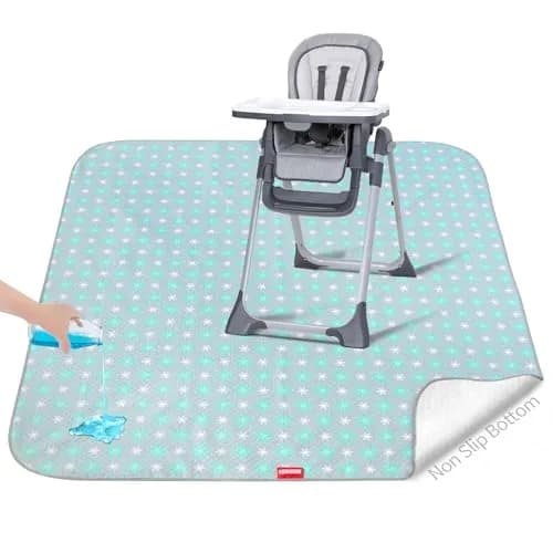 Moonsea Green Flower Splat Mat 106.7cm x 116.8cm (42x46 Inch) | Waterproof & Machine Washable Floor Protector thumbnail 1