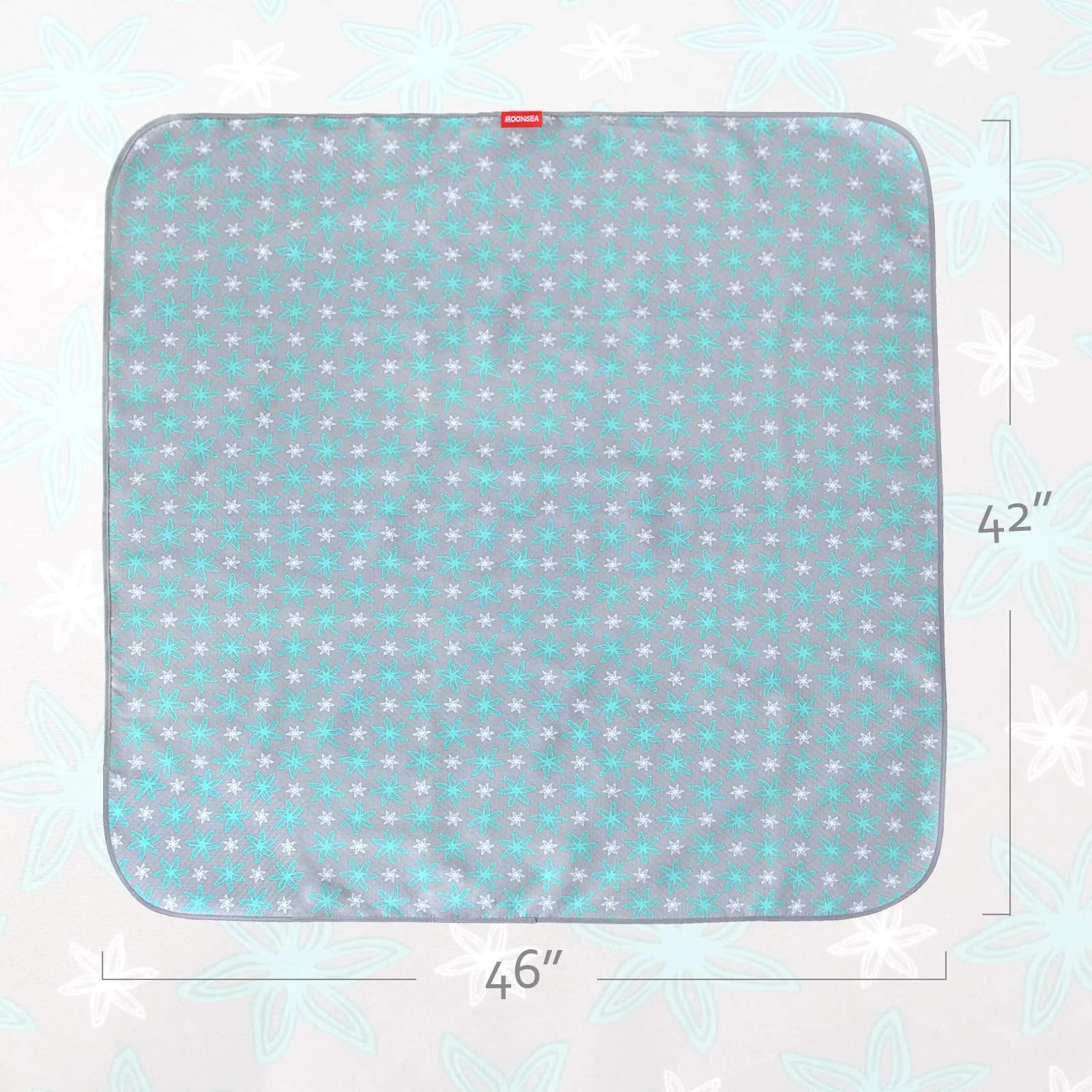 Moonsea Green Flower Splat Mat 106.7cm x 116.8cm (42x46 Inch) | Waterproof & Machine Washable Floor Protector - view 2