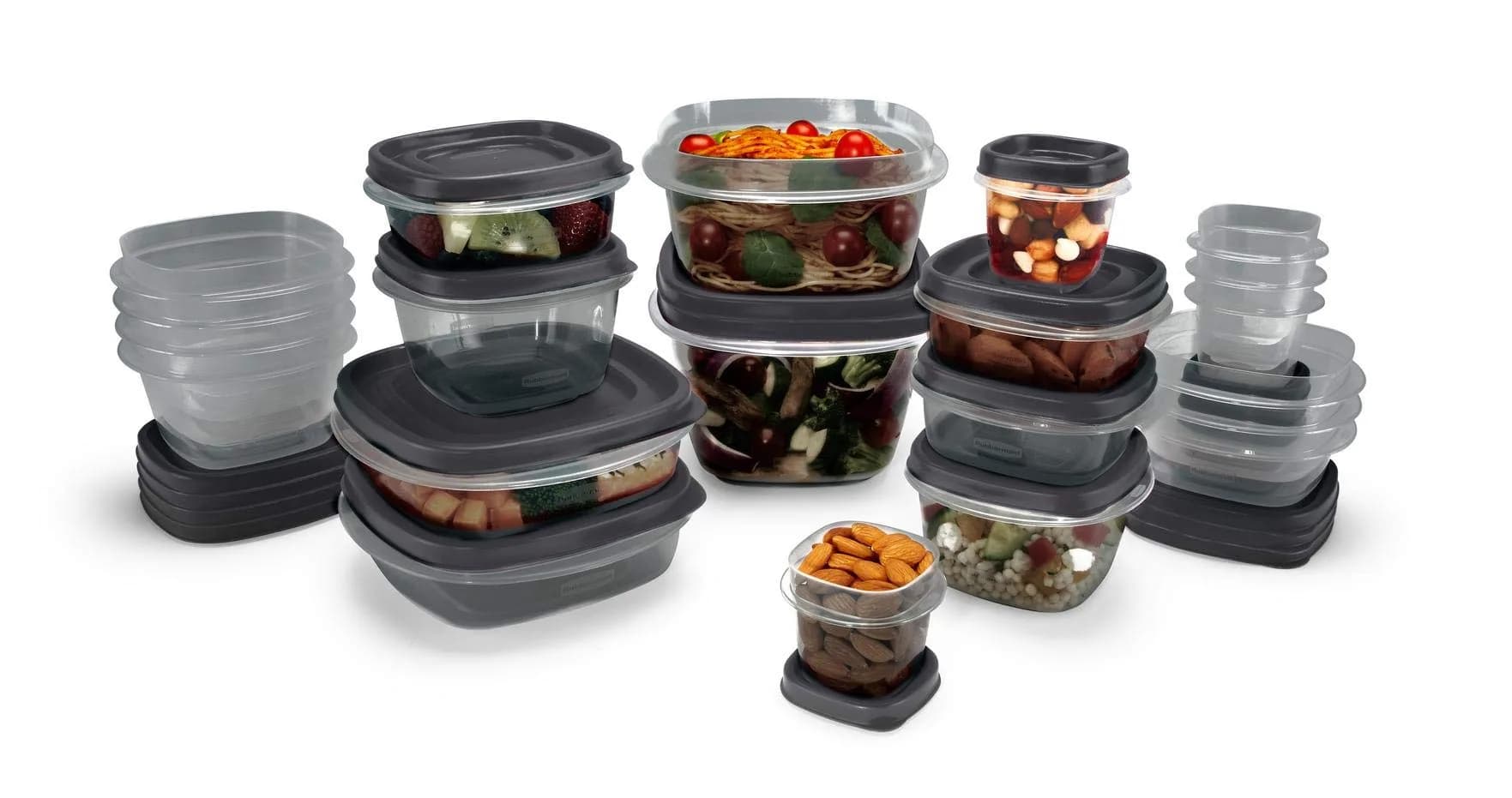 Rubbermaid EasyFindLids Food Storage Containers with SilverShield Antimicrobial Protection, 42-Piece Set, BPA-Free, Grey | Airtight & Nesting Kitchen Pantry Storage — Gray