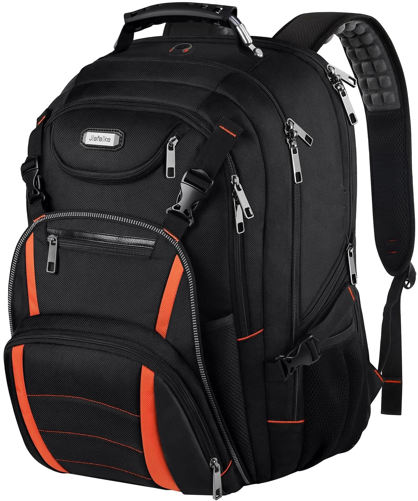 YALIXIAN Extra Large 18.4 Inch Laptop Backpack 55L (46.5cm x 41.4cm x 25.9cm) | Water Resistant RFID Anti-Theft Travel Backpack — Blackorange