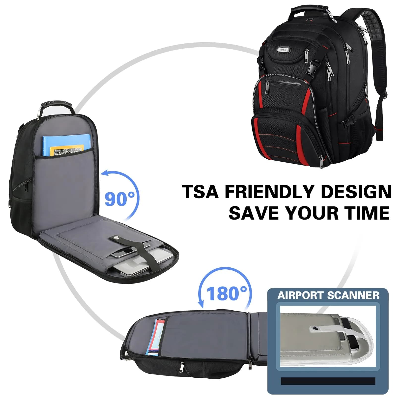 YALIXIAN 18.4'' Laptop Backpack 55L Water Resistant RFID Anti-theft USB Port thumbnail 4