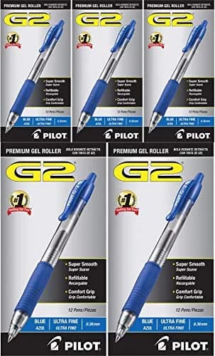 Pilot G2 Premium Refillable & Retractable Gel Pens 0.7mm | Ultra Fine Point, Blue Ink, 12 Pack thumbnail 1