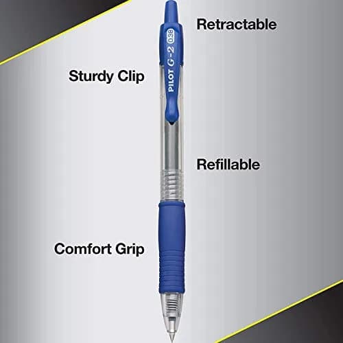Pilot G2 Premium Refillable & Retractable Gel Pens 0.7mm | Ultra Fine Point, Blue Ink, 12 Pack thumbnail 2
