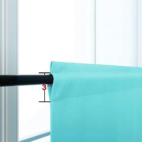 KOUFALL Turquoise Short Curtains - 24 Inch Length | Blackout Room Darkening, Rod Pocket, Set of 2 thumbnail 3