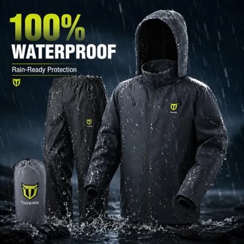 TIDEWE Rain Suit Waterproof Breathable Lightweight Rainwear Gray M | Stay Dry & Comfortable Outdoors thumbnail 2