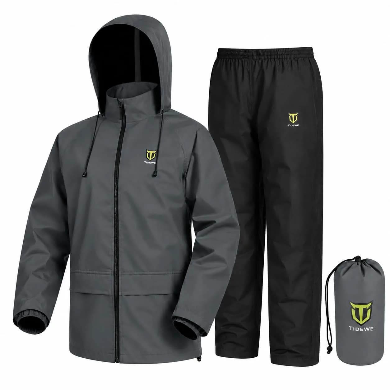 TIDEWE Rain Suit Waterproof Breathable Lightweight Rainwear Gray XL | Stay Dry & Comfortable Outdoors