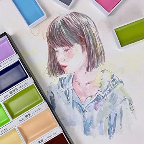 Kuretake Gansai Tambi Watercolor Paint Set, 12 Nuance Colors, 180g (6.35 oz) | Professional Grade Art Paint thumbnail 3