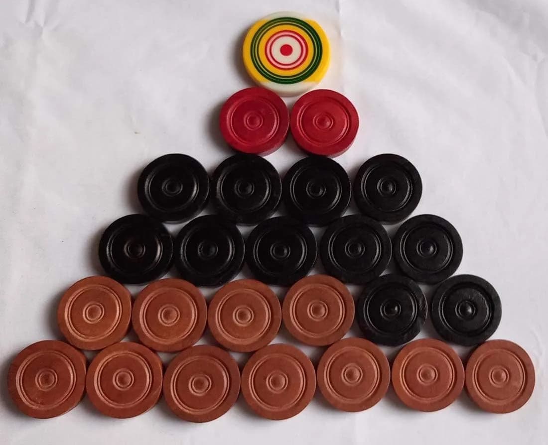 TAZAS Carrom Board Wood Coins & Striker Set | 24 Coins + 1 Striker, Standard Edition - view 3