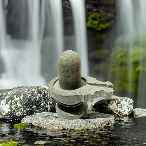 athizay Stone Shivling Statue - Grey - 10 cm | Handcrafted Gorara Stone for Pooja & Meditation thumbnail 10
