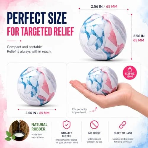 FITZELAR Massage Lacrosse Ball 6.5cm (2.5 inch) | Myofascial Release for Deep Tissue Pain Relief thumbnail 6