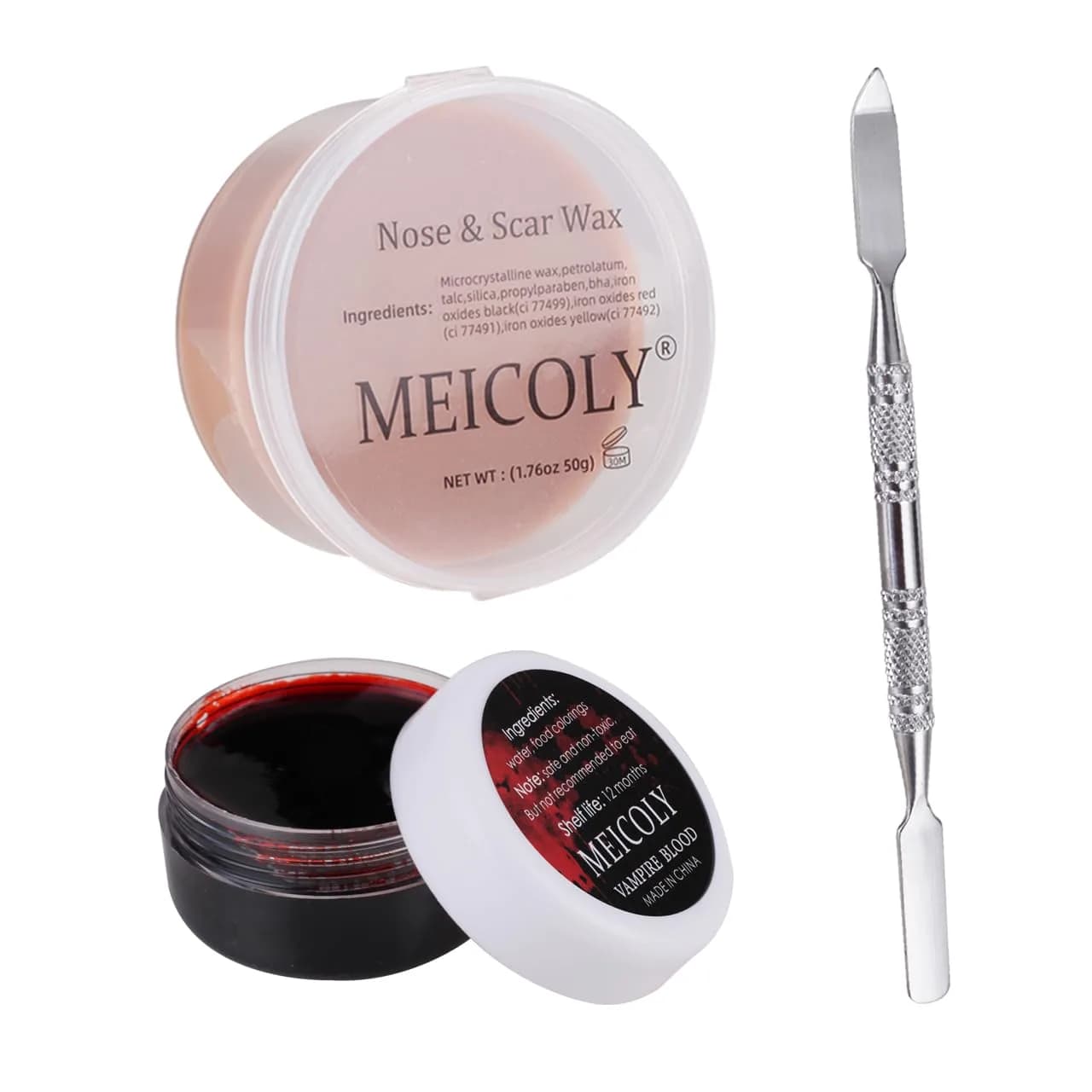 MEICOLY SFX Makeup Kit with Scar Wax & Blood Gel | Realistic Special Effects for Cosplay & Halloween - view 9