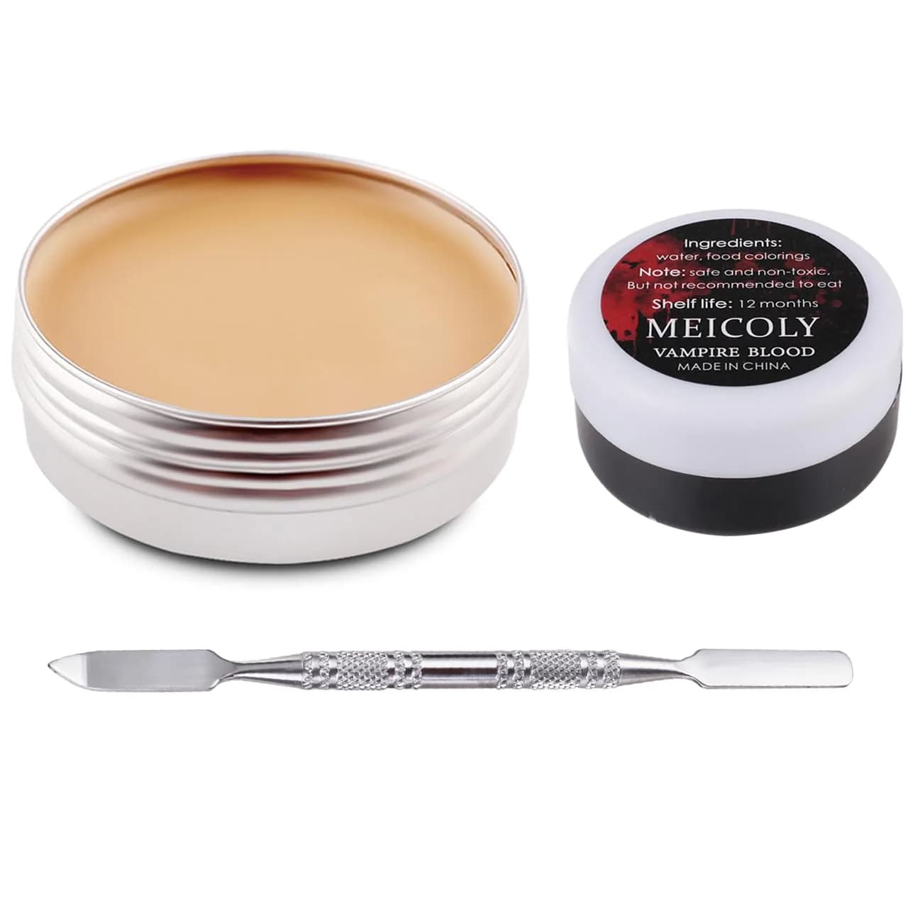 MEICOLY SFX Makeup Kit with Scar Wax, Spatula & Fake Blood Gel | Realistic Special Effects for Cosplay & Halloween - main product image