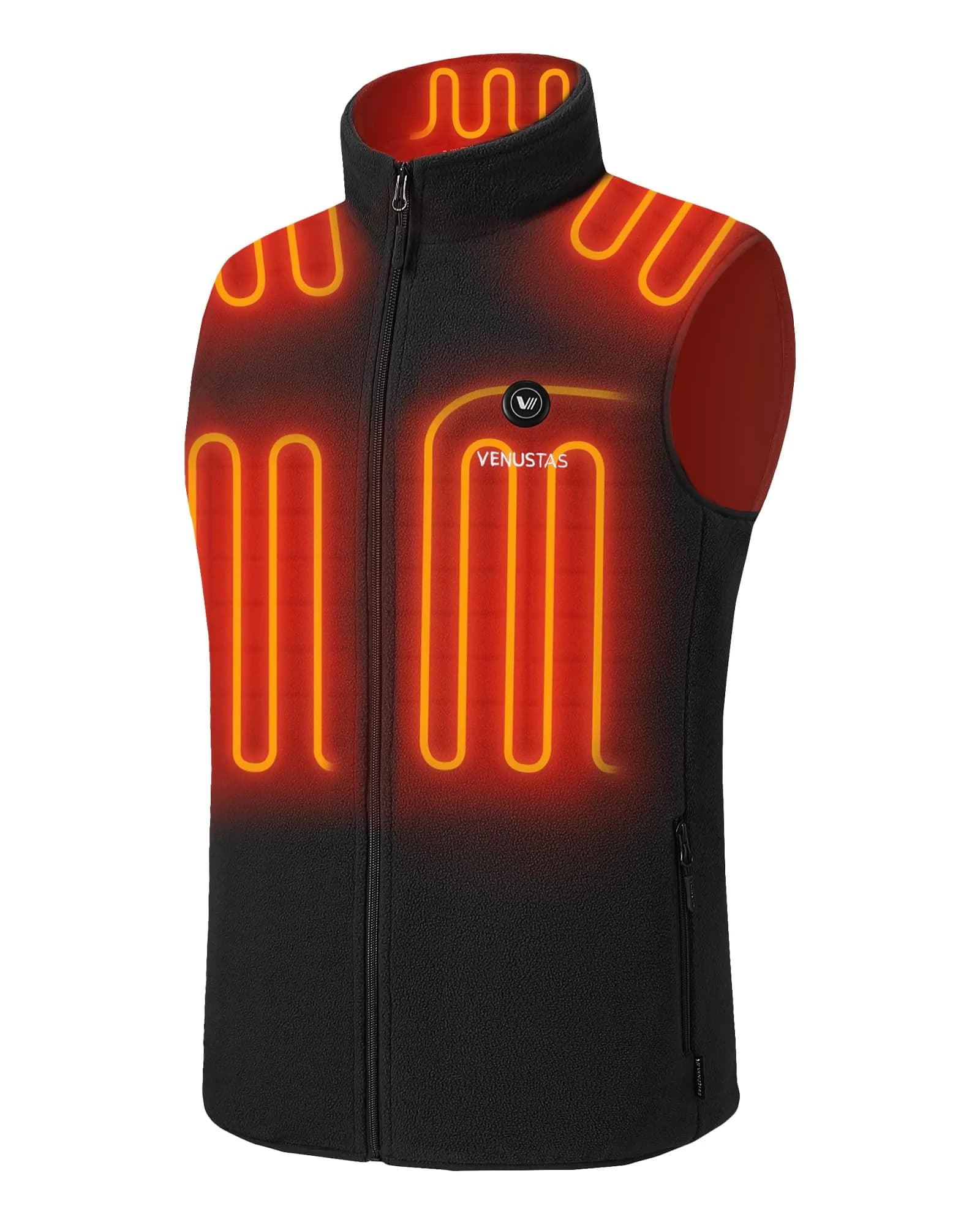Venustas Men's Heated Fleece Vest with 6 Heating Zones & Battery Pack | Lightweight, Insulated, 10H Runtime