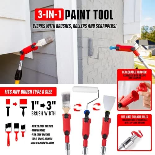 Colbent Multi-Angle Paint Brush Extender - High Ceiling Edger Tool, Extension Pole Attachments | 1-3 Inches Wide thumbnail 6