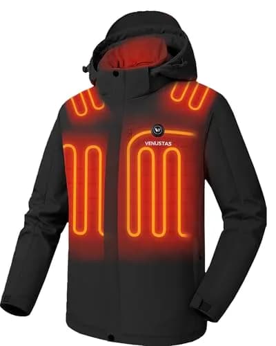 Venustas Men's Waterproof Heated Jacket with Battery & Detachable Hood | 10-Hour Warmth, Water-Resistant, Windproof thumbnail 1
