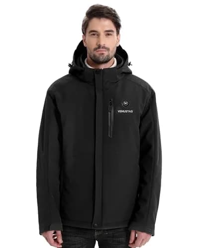 Venustas Men's Waterproof Heated Jacket with Battery & Detachable Hood | 10-Hour Warmth, Water-Resistant, Windproof thumbnail 2