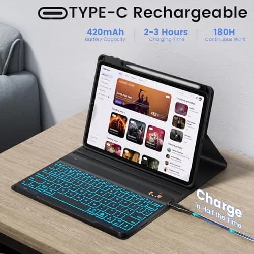 BLUTLOTUS Keyboard Case for iPad 5th/6th Gen 9.7 Inch | Wireless Backlit Detachable Keyboard thumbnail 7