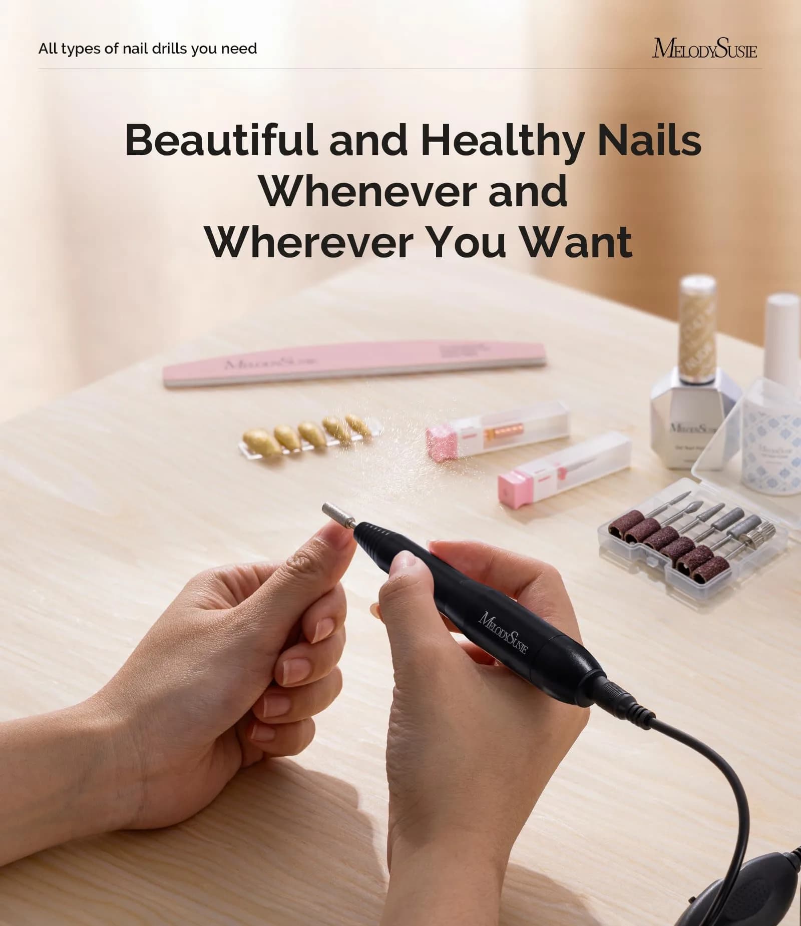 MelodySusie PC120I Portable USB Nail Drill 20000RPM - Chic Black | Beginner-Friendly Electric Nail File for Home Use - view 7
