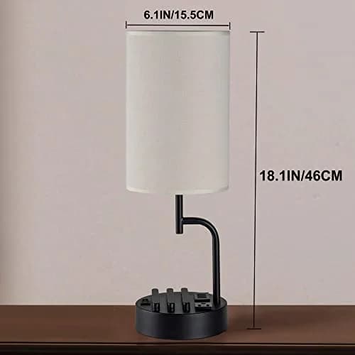 Dreamholder Modern Desk Lamp with 3 USB Ports & AC Outlet | Bedside & Office Lighting (Pack of 2) thumbnail 5