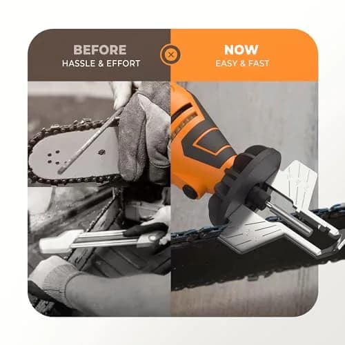 Sharp Pebble Electric Chainsaw Sharpener Kit 120V | 4 File Sizes, Angle Guide, Wrench & eBook thumbnail 5