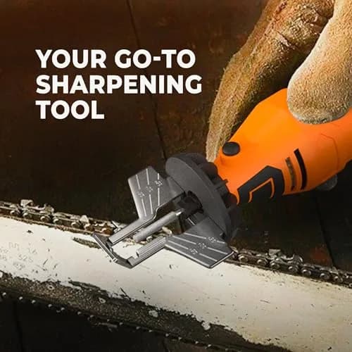 Sharp Pebble Electric Chainsaw Sharpener Kit 120V | 4 File Sizes, Angle Guide, Wrench & eBook thumbnail 6
