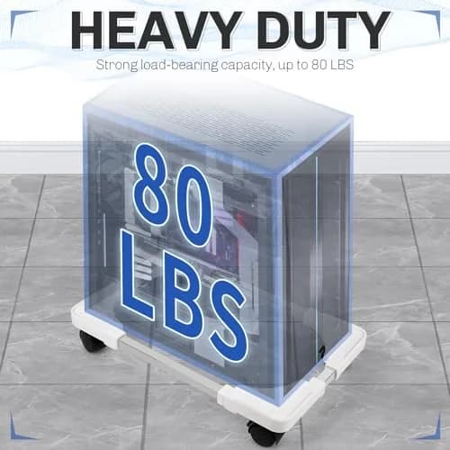 Liitrton Adjustable PC Stand for Most Towers | 360° Rotating, Non-slip, White thumbnail 5