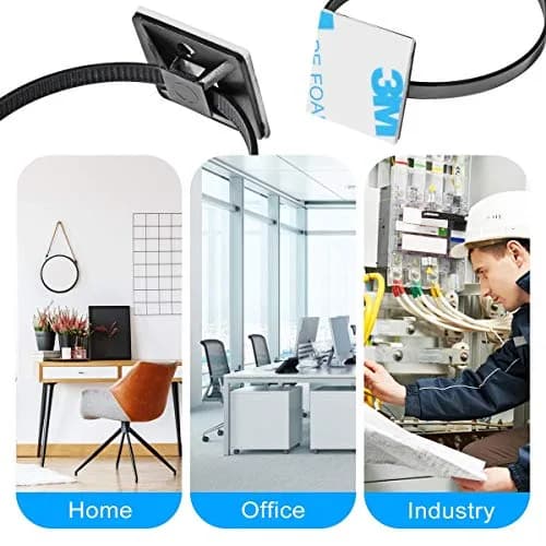 XHF Black Cable Tie Mounts with Zip Ties & Screws | 100pcs Mounts, 100pcs 8" Zip Ties, 100pcs Screws thumbnail 6