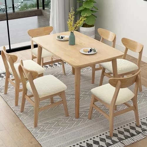 Fuloon Beige Jacquard Dining Chair Seat Covers (2 Pack, 34-46cm Seat Width) | Stretch Fit & Washable thumbnail 2