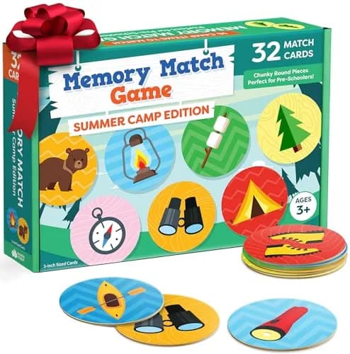 Momo & Nashi Matching Memory Game for Kids Ages 4-8 | Summer Camp Theme, 32 Large Cards thumbnail 1