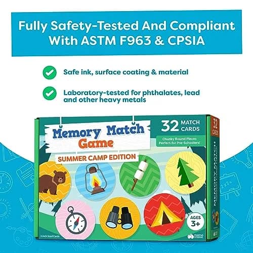 Momo & Nashi Matching Memory Game for Kids Ages 4-8 | Summer Camp Theme, 32 Large Cards thumbnail 7