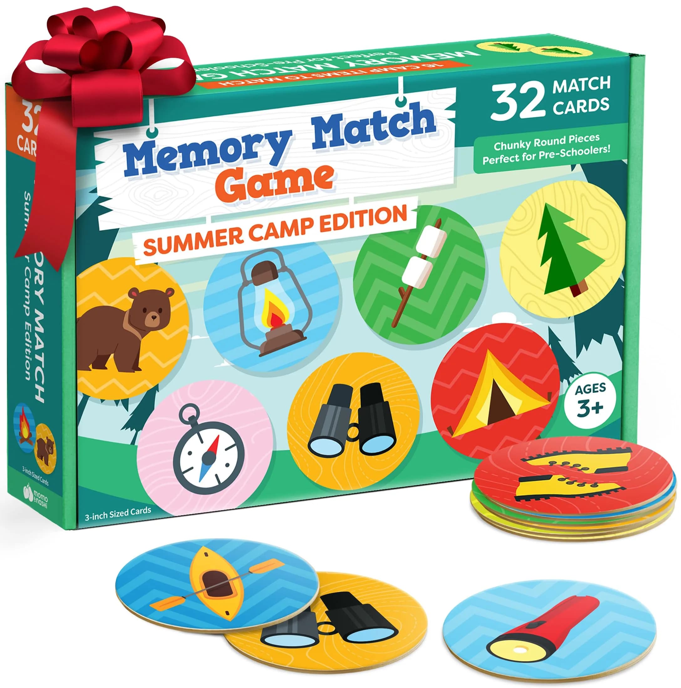 Momo & Nashi Matching Memory Game for Kids Ages 4-8 | Summer Camp Theme, 32 Large Cards