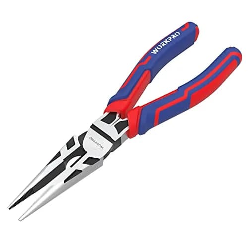 WORKPRO Premium 8” Needle Nose Pliers | Heavy-Duty CRV Steel, Soft Grip, Wire Cutter (8 inch) | Precision Long Nose Pliers thumbnail 1
