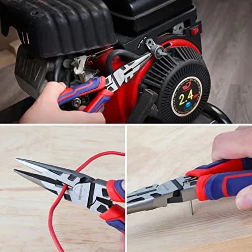 WORKPRO Premium 8” Needle Nose Pliers | Heavy-Duty CRV Steel, Soft Grip, Wire Cutter (8 inch) | Precision Long Nose Pliers thumbnail 6
