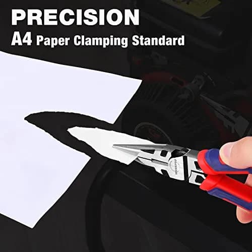 WORKPRO Premium 8” Needle Nose Pliers | Heavy-Duty CRV Steel, Soft Grip, Wire Cutter (8 inch) | Precision Long Nose Pliers thumbnail 2
