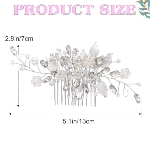 JEAIRTS Bridal Pearl Hair Comb | Elegant Wedding Hair Accessory for Women thumbnail 5