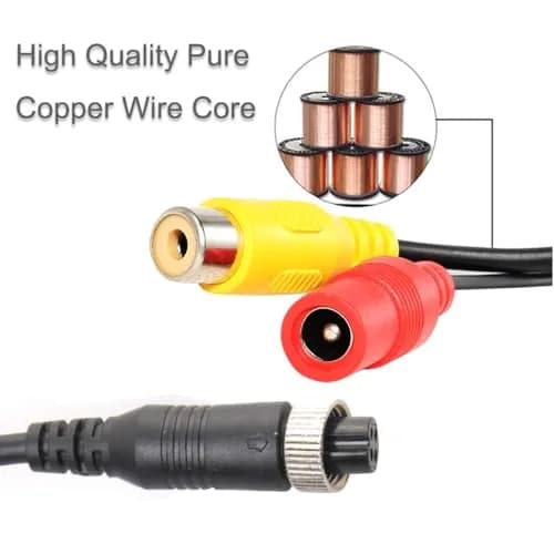EWAY M12 4-Pin to RCA Video AV DC Female Connector Wire 38cm (14.9 inch) | Car Backup Camera Adapter Cable thumbnail 5